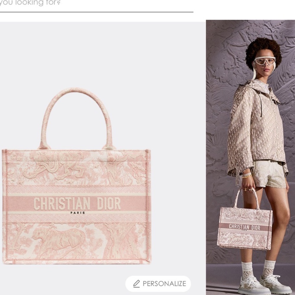 Christian Dior Pink Toile De Jouy Embroidery Medium Book Tote - Picture 16 of 16